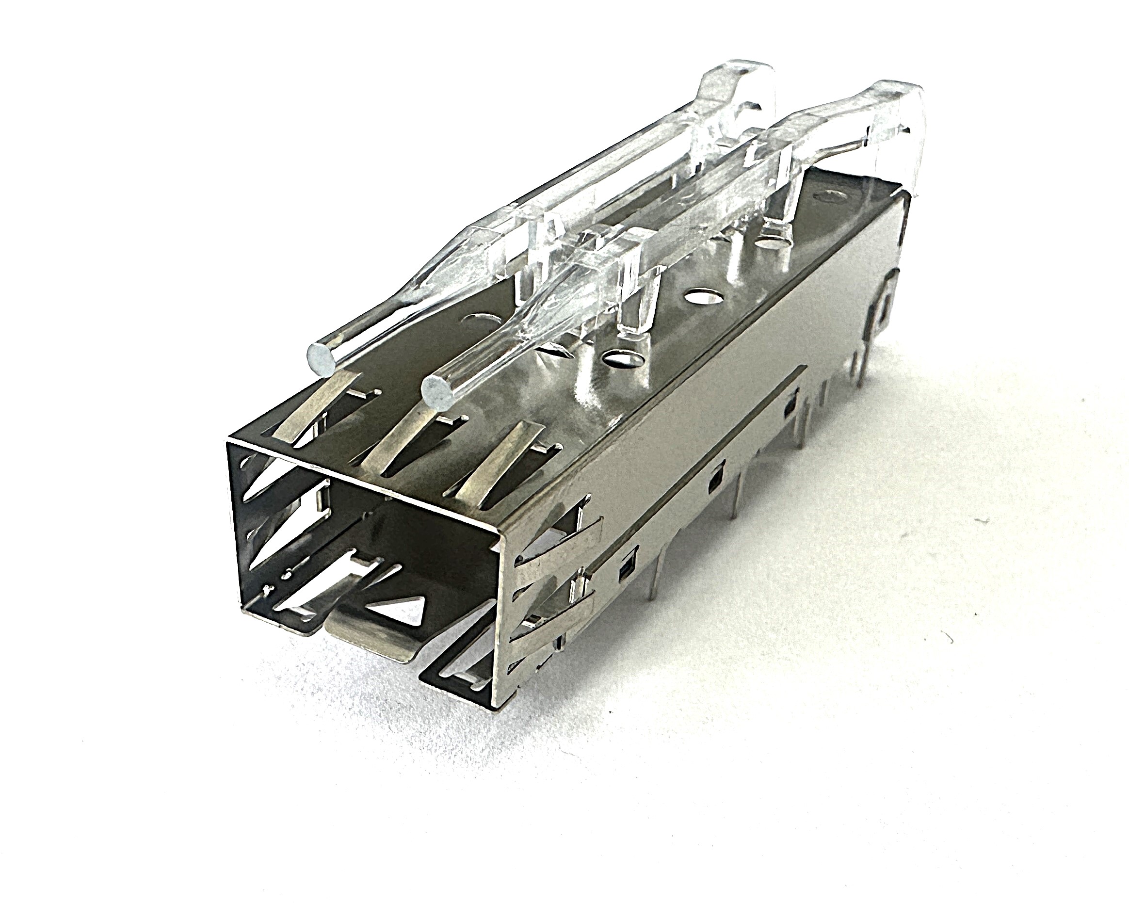 ASP01-631101HL-2B-H (SFP 1x1 Cage with grounding Pin and light pip)