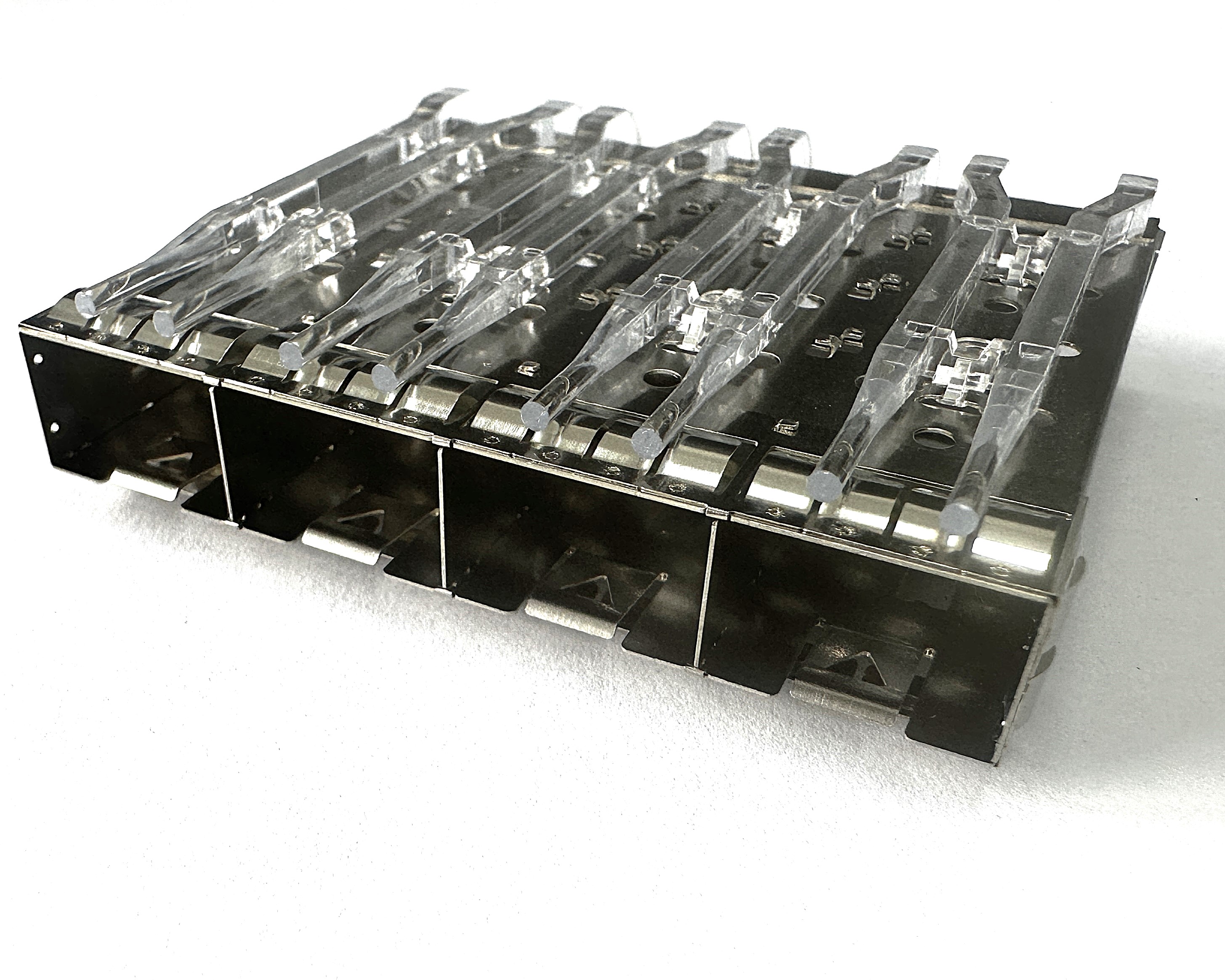 ASP02-6414101YL-B-H (SFP+ 1x4 Cage Press Fit with Light Pip)